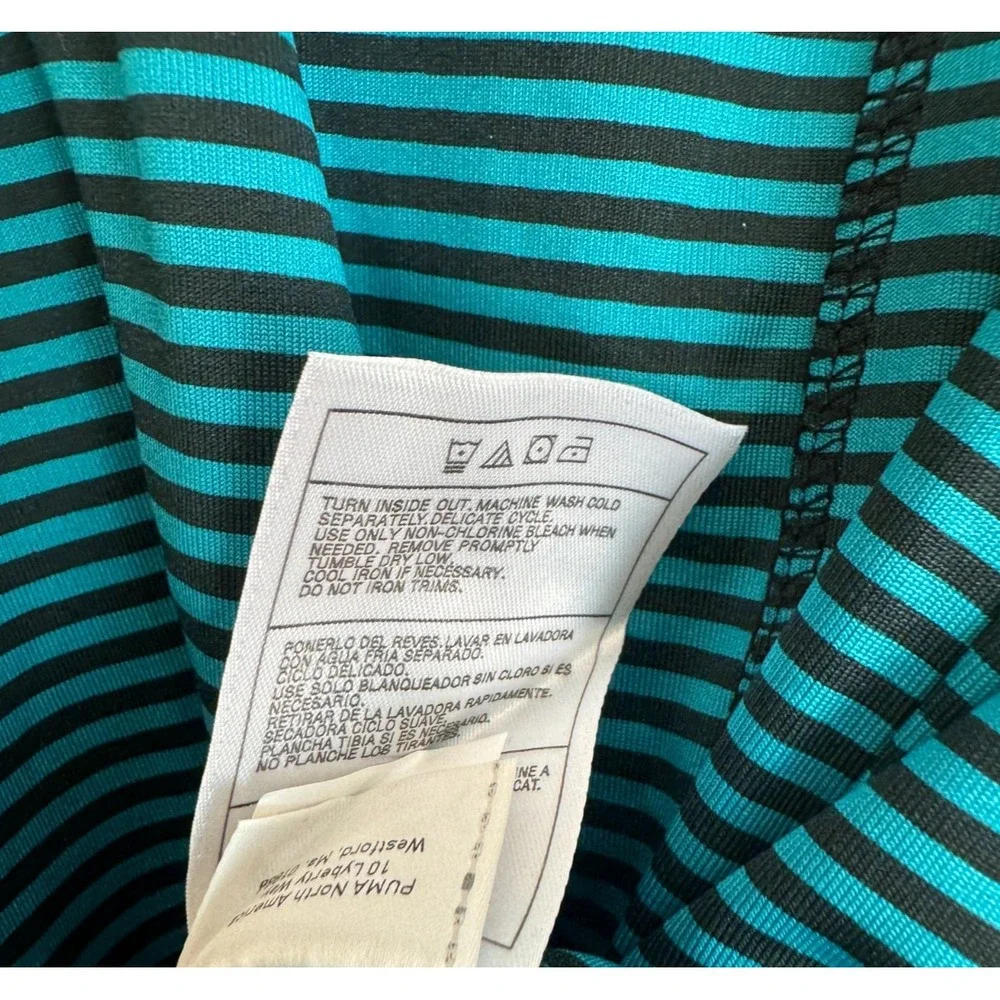NEW Puma 1/2‎ Zip Hoodie Striped Shirt Teal & Black Girls Size Large
